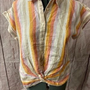 Lou & Grey Multicolor Striped Button-Up Top